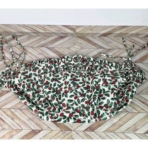 Longaberger Christmas Holiday Cheer Holly Berry Basket Liner 2 Ties Ruffles